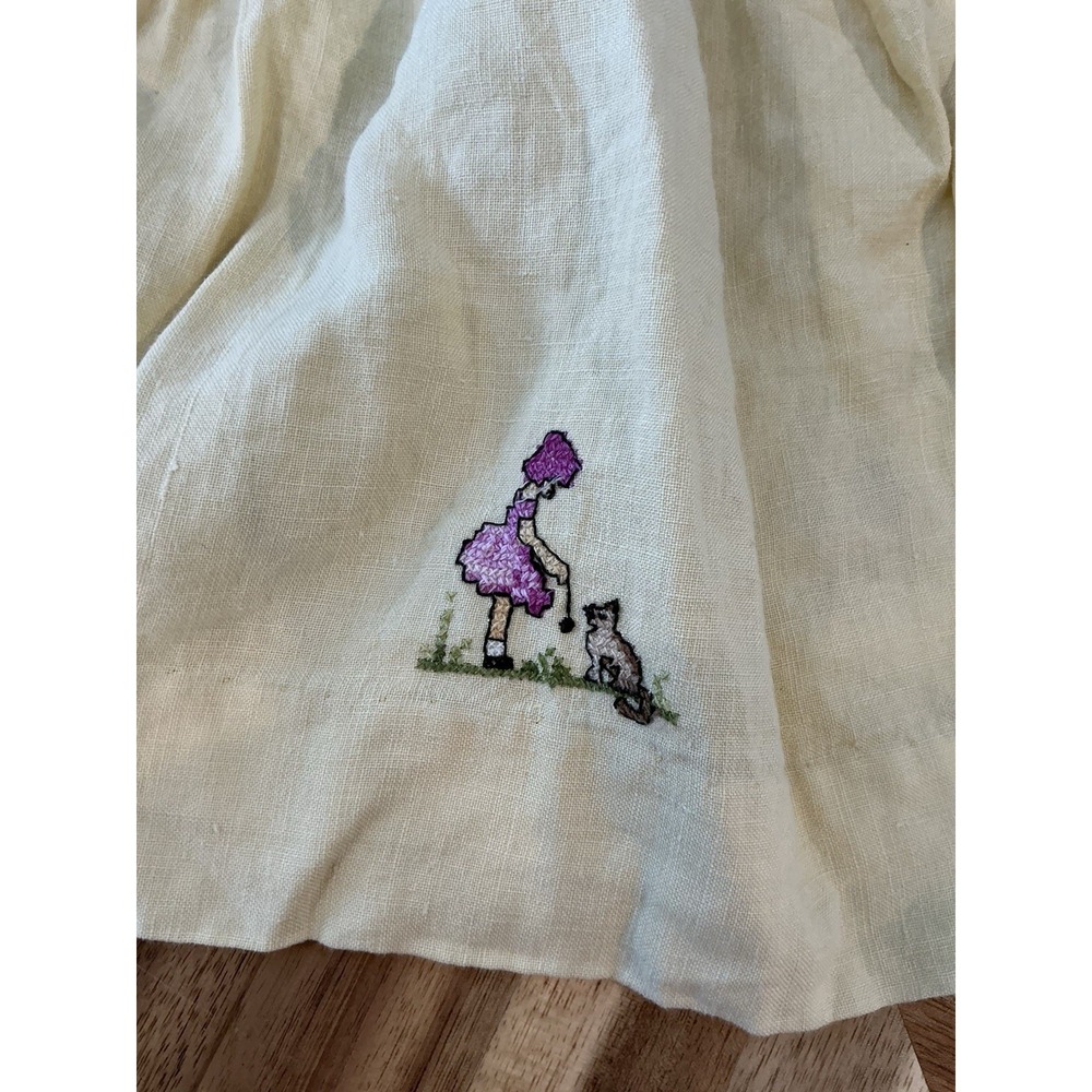 Vintage Girls Skirt Hand Made Crosstitch Cottage Cat Flowers - Picture 2 of 8